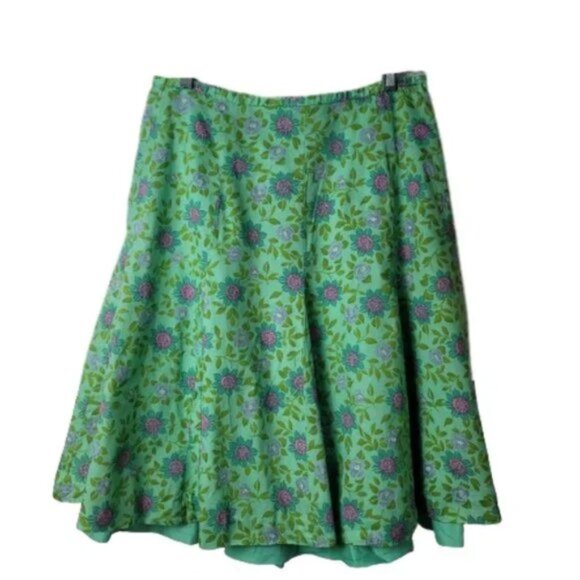 Garnet Hill A-Line Midi Cotton Floral Skirt - Picture 3 of 9
